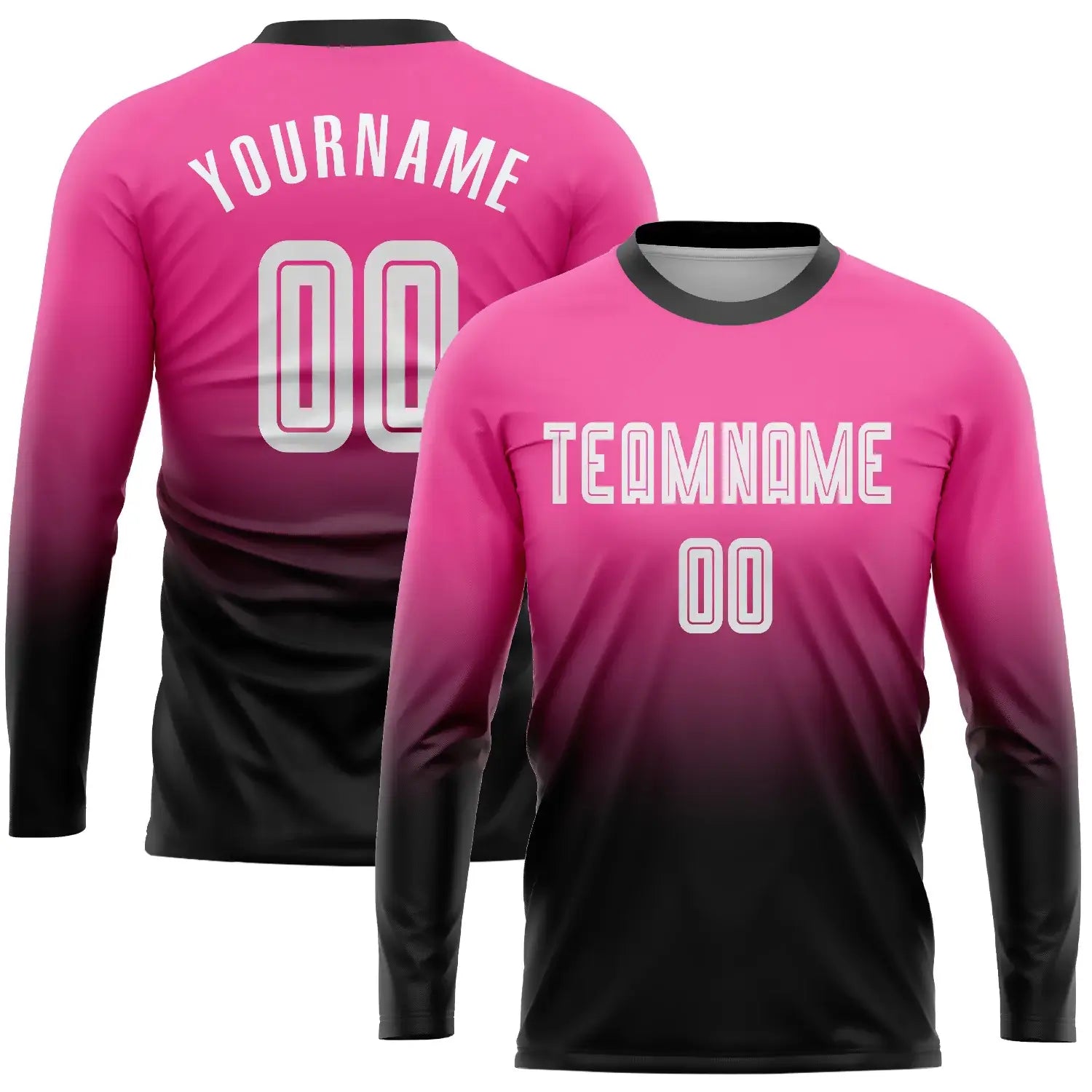 Custom Soccer Jersey Pink White Black Sublimation, Team Uniform Kit, Custom Name Number, Unisex Men Women Youth