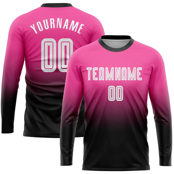 Custom Soccer Jersey Pink White Black Sublimation, Team Uniform Kit, Custom Name Number, Unisex Men Women Youth