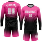Custom Soccer Jersey Pink White Black Sublimation, Team Uniform Kit, Custom Name Number, Unisex Men Women Youth
