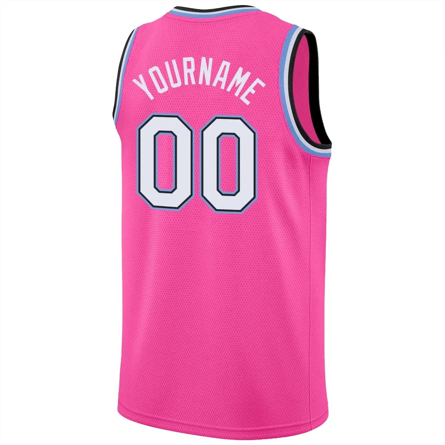 Custom Basketball Jersey Pink White Light Blue Round Neck Rib Knit Sublimation, Team Uniform Kit, Custom Name Number, Unisex Men Women Youth