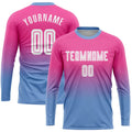 Custom Soccer Jersey Pink White Light Blue Sublimation, Team Uniform Kit, Custom Name Number, Unisex Men Women Youth