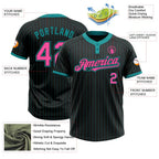 Custom 2-Button Softball Jersey Black Teal Pinstripe Pink Sublimation, Custom Name Number, Women Girls Unisex Youth