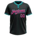 Custom 2-Button Softball Jersey Black Teal Pinstripe Pink Sublimation, Custom Name Number, Women Girls Unisex Youth