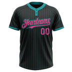 Custom 2-Button Softball Jersey Black Teal Pinstripe Pink Sublimation, Custom Name Number, Women Girls Unisex Youth