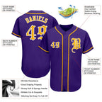 Custom Baseball Jersey Purple Gold White Sublimation, Custom Name Number, Men Youth Unisex