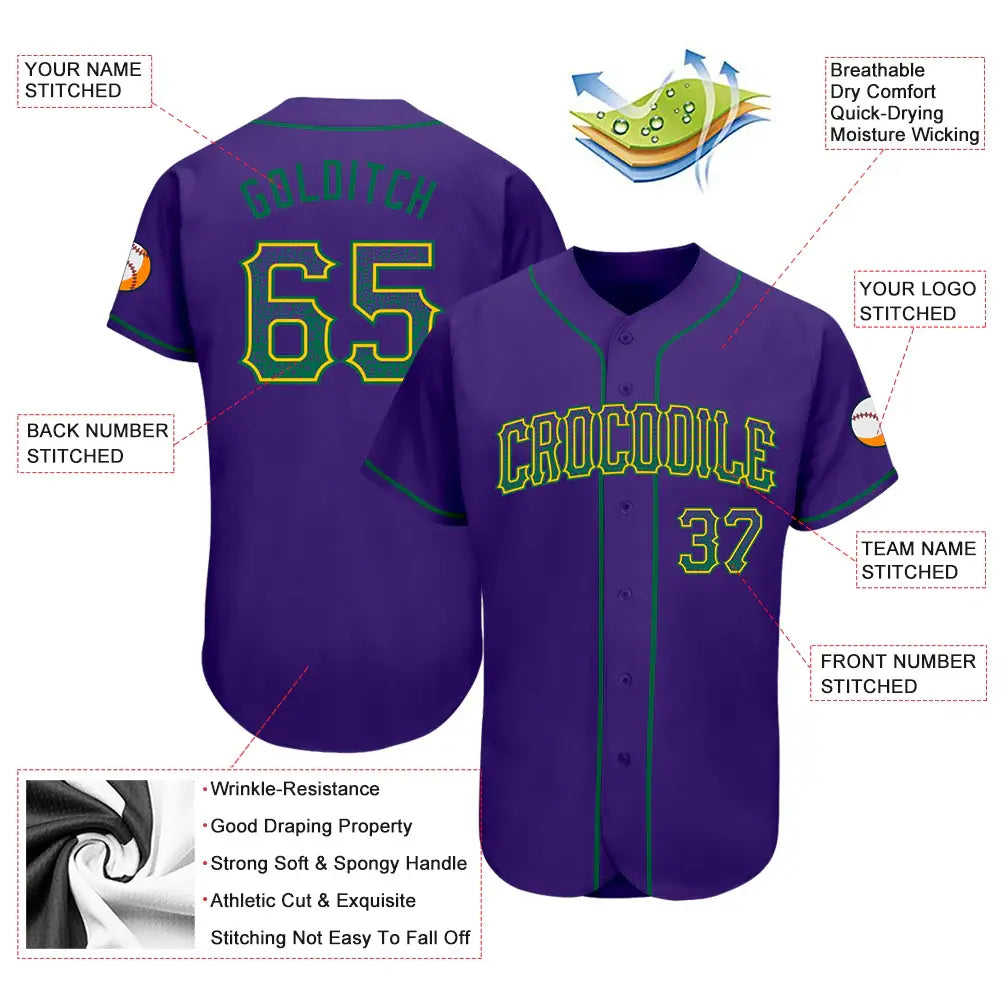 Custom Drift Fashion Baseball Jersey Purple Kelly Green Gold Sublimation, Custom Name Number, Men Youth Unisex