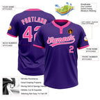 Custom 2-Button Softball Jersey Purple Pink White Sublimation, Custom Name Number, Women Girls Unisex Youth