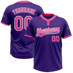 Custom 2-Button Softball Jersey Purple Pink White Sublimation, Custom Name Number, Women Girls Unisex Youth