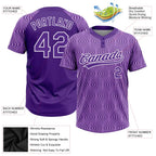 Custom 2-Button Softball Jersey 3D Pattern Purple Purple White Sublimation, Custom Name Number, Women Girls Unisex Youth