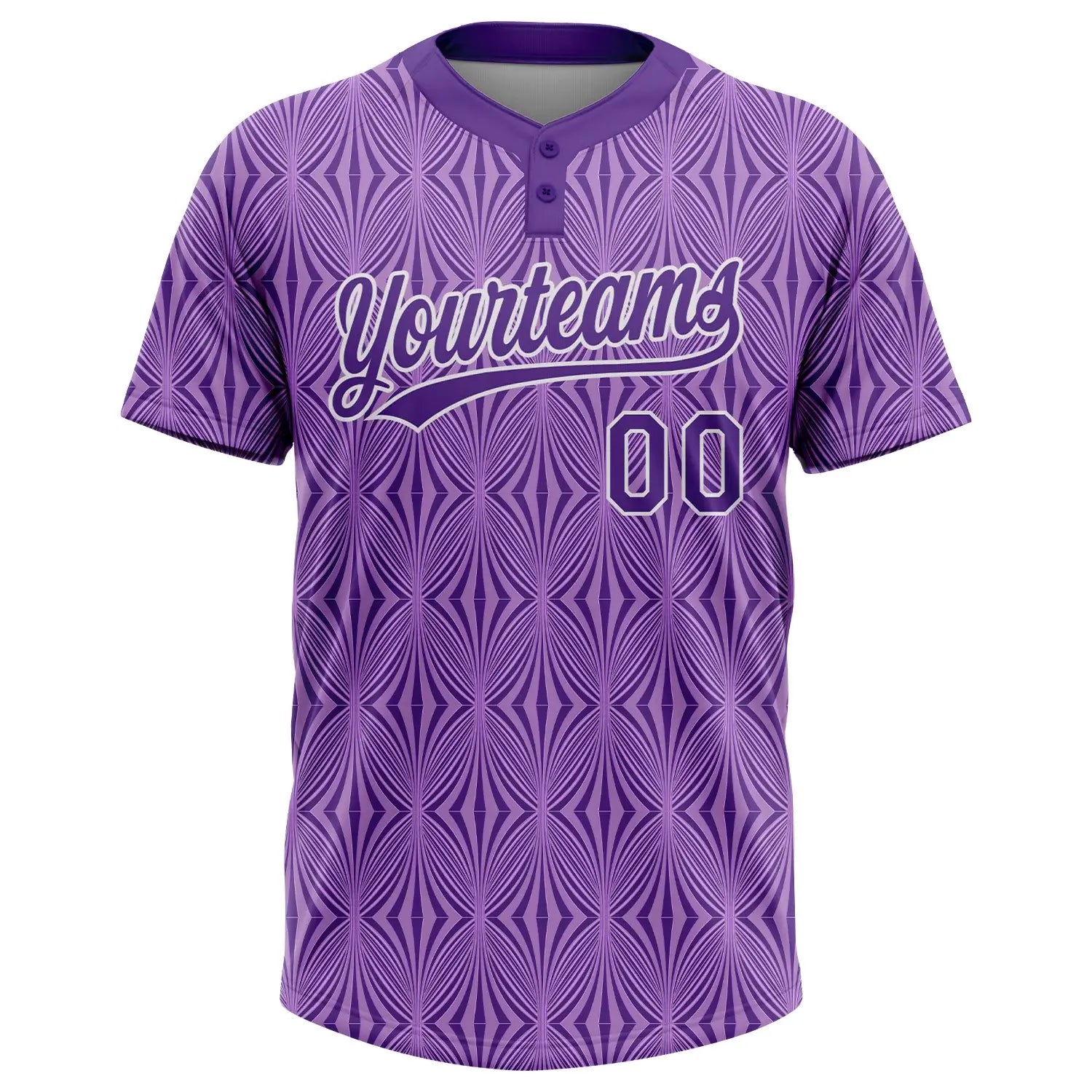 Custom 2-Button Softball Jersey 3D Pattern Purple Purple White Sublimation, Custom Name Number, Women Girls Unisex Youth