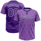Custom 2-Button Softball Jersey 3D Pattern Purple Purple White Sublimation, Custom Name Number, Women Girls Unisex Youth
