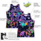 Custom Purple White Graffiti Basketball Jersey 3d Splash Retro Style, Personalized Authentic Streetwear Jersey