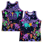 Custom Purple White Graffiti Basketball Jersey 3d Splash Retro Style, Personalized Authentic Streetwear Jersey