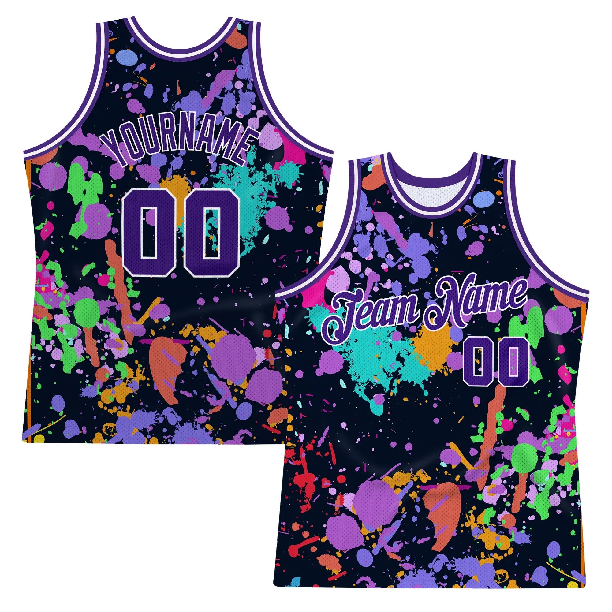 Custom Purple White Graffiti Basketball Jersey 3d Splash Retro Style, Personalized Authentic Streetwear Jersey