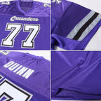 Custom Mesh Football Jersey Purple White Gray Pro Style Sublimation, Custom Name Number, Men Youth Unisex