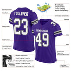 Custom Mesh Football Jersey Purple White Gray Pro Style Sublimation, Custom Name Number, Men Youth Unisex
