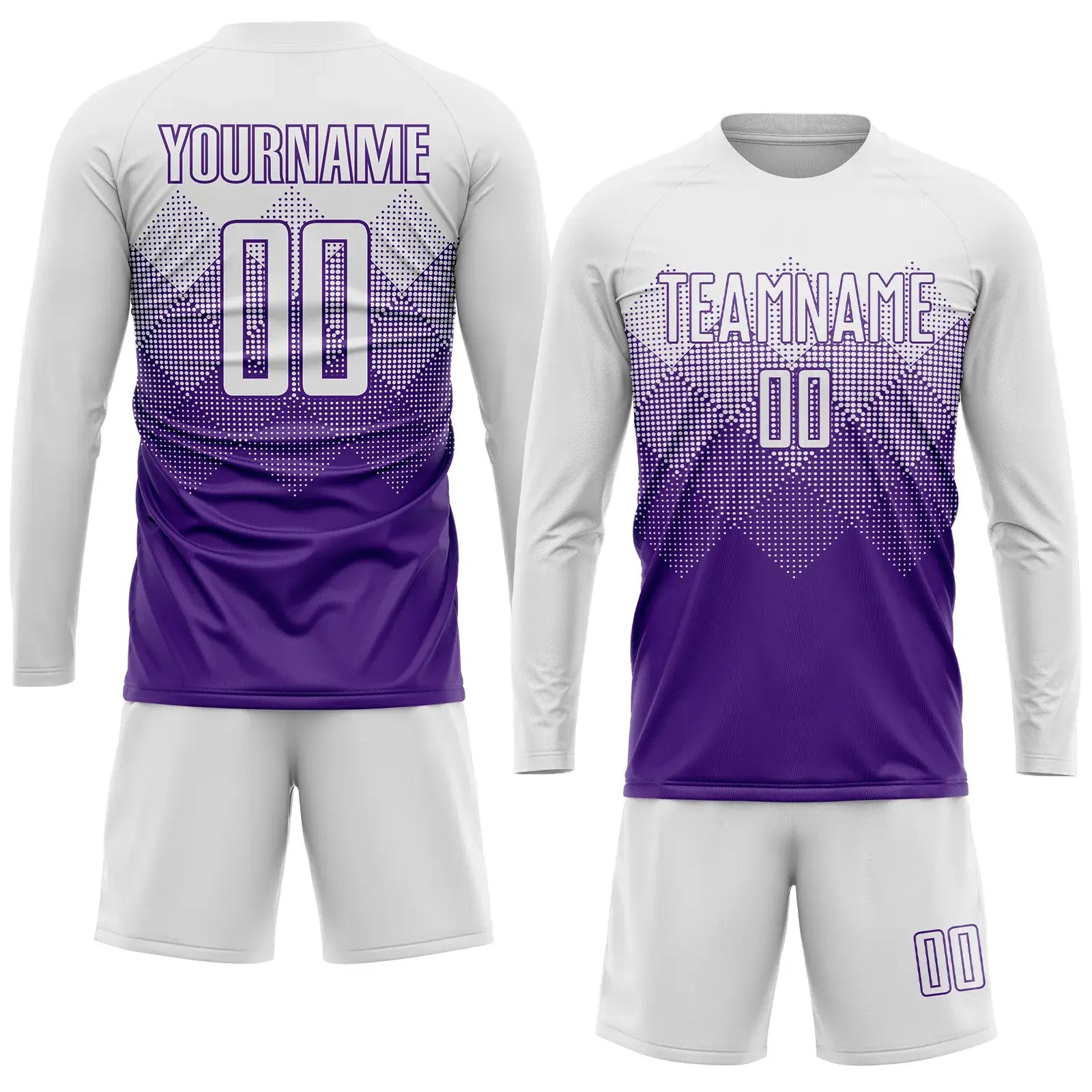 Custom Soccer Jersey Purple White Sublimation, Team Uniform Kit, Custom Name Number, Unisex Men Women Youth