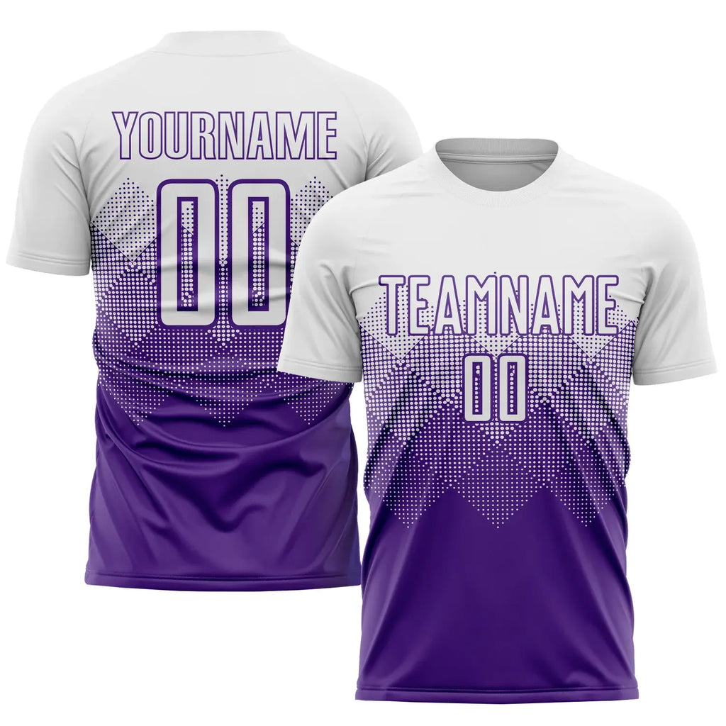 Custom Soccer Jersey Purple White Sublimation, Team Uniform Kit, Custom Name Number, Unisex Men Women Youth