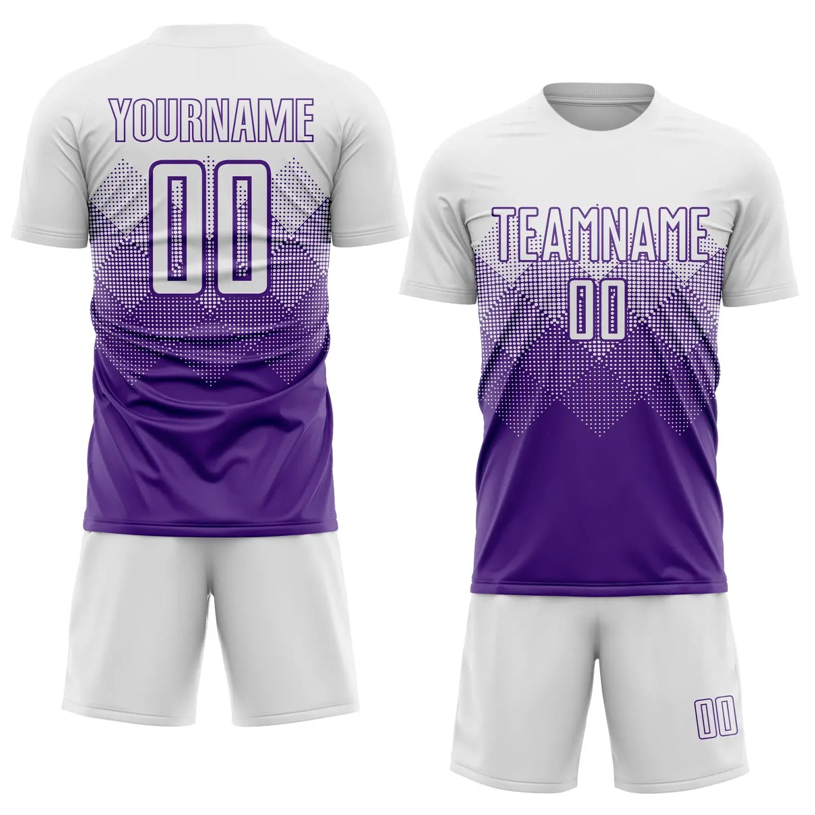Custom Soccer Jersey Purple White Sublimation, Team Uniform Kit, Custom Name Number, Unisex Men Women Youth