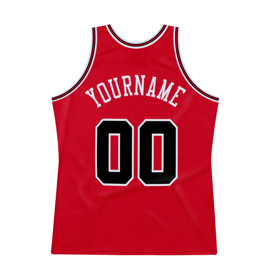 Custom Throwback Basketball Jersey Red Black Red Sublimation, Team Uniform Kit, Custom Name Number, Unisex Men Women Youth