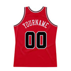 Custom Throwback Basketball Jersey Red Black Red Sublimation, Team Uniform Kit, Custom Name Number, Unisex Men Women Youth