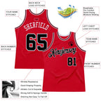 Custom Throwback Basketball Jersey Red Black Red Sublimation, Team Uniform Kit, Custom Name Number, Unisex Men Women Youth