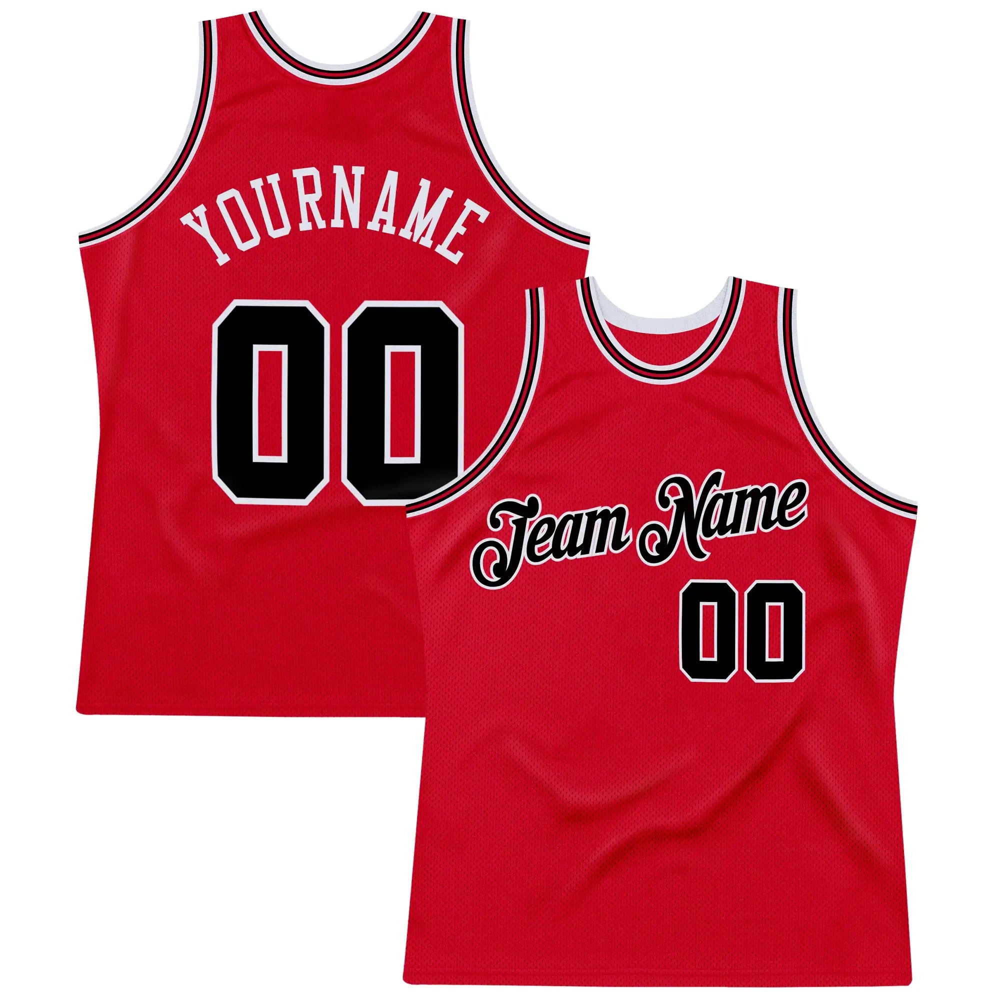 Custom Throwback Basketball Jersey Red Black Red Sublimation, Team Uniform Kit, Custom Name Number, Unisex Men Women Youth