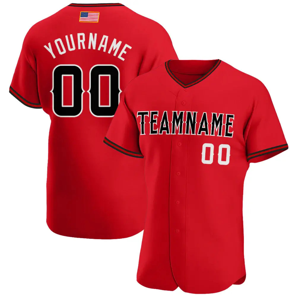 Custom American Flag Fashion Baseball Jersey Red Black White Sublimation, Custom Name Number, Men Youth Unisex