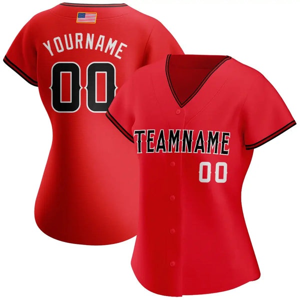 Custom American Flag Fashion Baseball Jersey Red Black White Sublimation, Custom Name Number, Men Youth Unisex