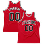 Custom Throwback Basketball Jersey Red Black White Sublimation, Team Uniform Kit, Custom Name Number, Unisex Men Women Youth
