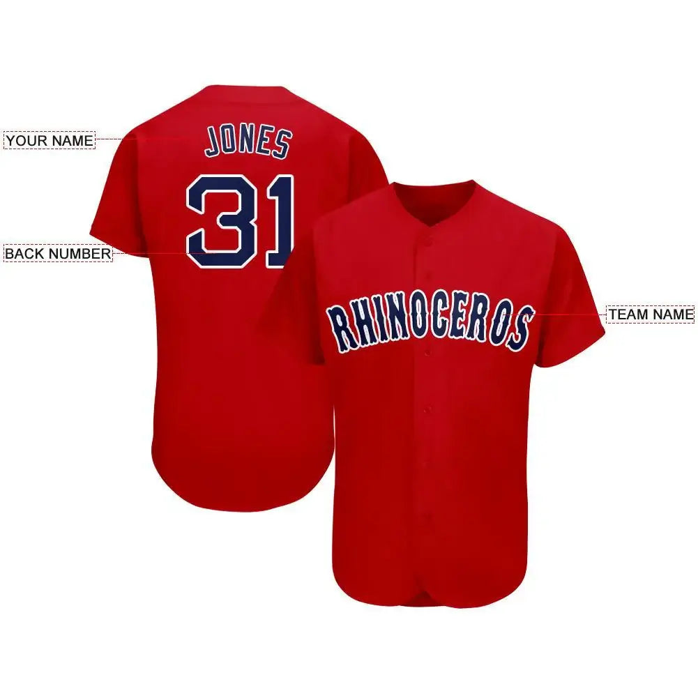Custom Baseball Jersey Red Navy White Sublimation, Custom Name Number, Men Youth Unisex