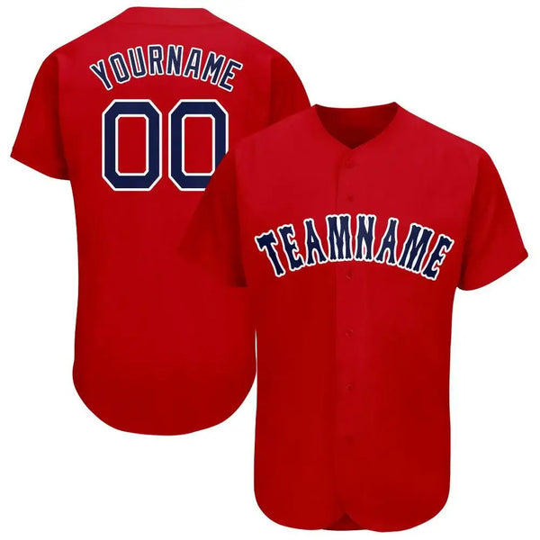Custom Baseball Jersey Red Navy White Sublimation, Custom Name Number, Men Youth Unisex