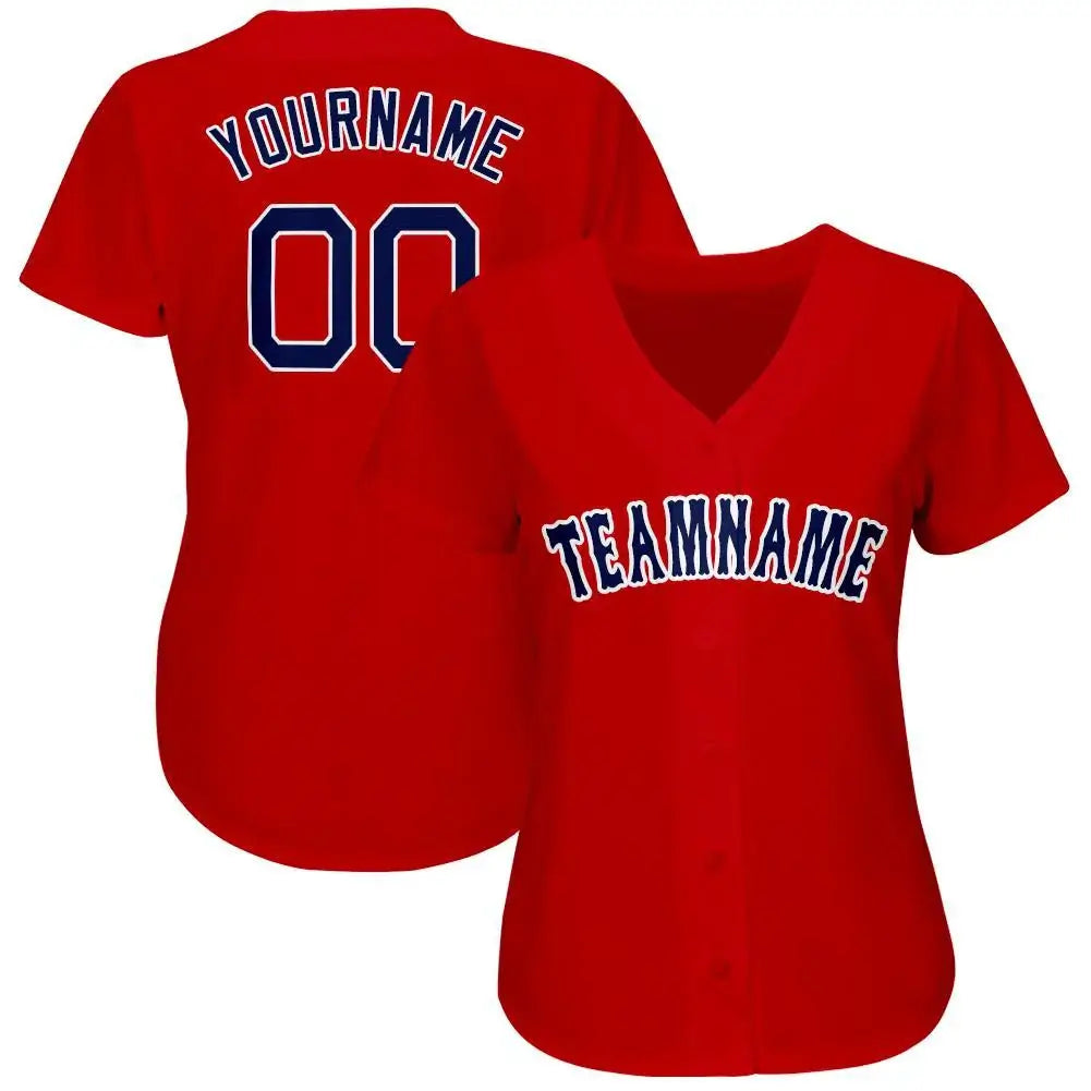 Custom Baseball Jersey Red Navy White Sublimation, Custom Name Number, Men Youth Unisex