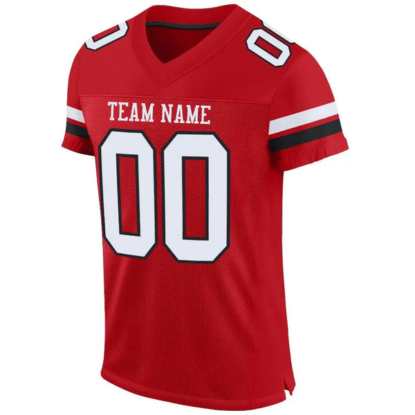 Custom Mesh Football Jersey Red White Black Pro Style Sublimation, Custom Name Number, Men Youth Unisex