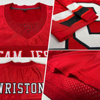 Custom Mesh Football Jersey Red White Black Pro Style Sublimation, Custom Name Number, Men Youth Unisex