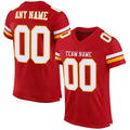 Custom Mesh Football Jersey Red White Gold Pro Style Sublimation, Custom Name Number, Men Youth Unisex