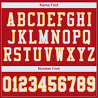 Custom Mesh Football Jersey Red White Gold Pro Style Sublimation, Custom Name Number, Men Youth Unisex