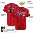 Custom Pinstripe Baseball Jersey Red White Navy Sublimation, Custom Name Number, Men Youth Unisex