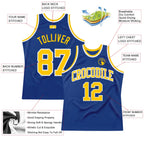 Custom Throwback Basketball Jersey Royal Gold White Sublimation, Team Uniform Kit, Custom Name Number, Unisex Men Women Youth