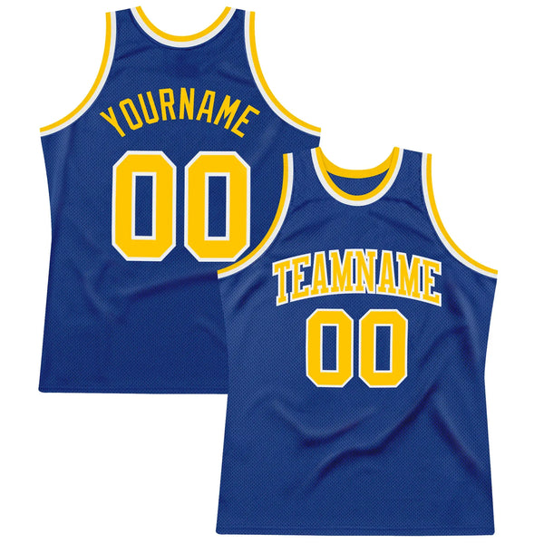 Custom Throwback Basketball Jersey Royal Gold White Sublimation, Team Uniform Kit, Custom Name Number, Unisex Men Women Youth