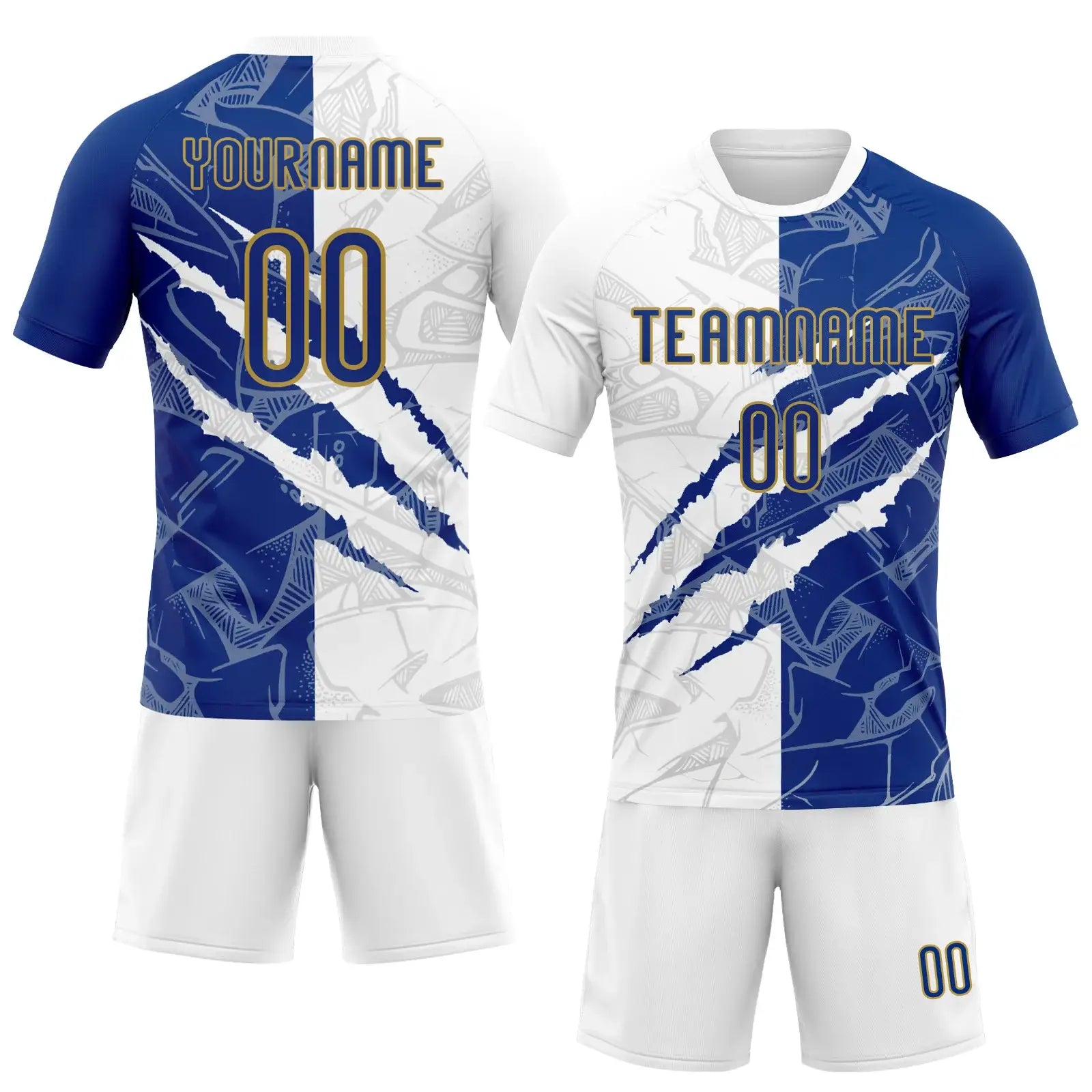 Custom Graffiti Pattern Volleyball Jersey Royal Old Gold Scratch Sublimation, Custom Name Number, Women Girls Unisex Youth