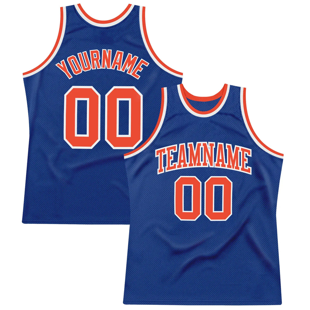 Custom Throwback Basketball Jersey Royal Orange White Sublimation, Team Uniform Kit, Custom Name Number, Unisex Men Women Youth