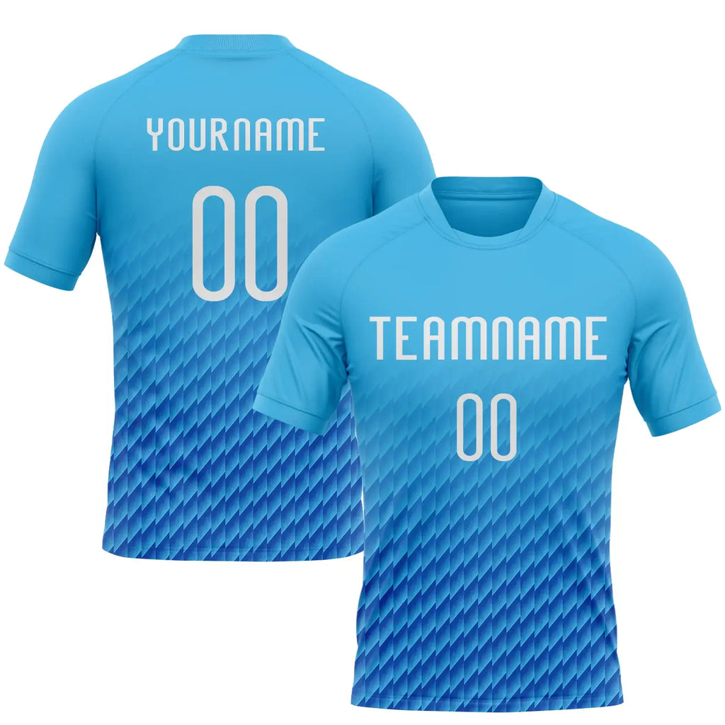 Custom Geometric Shape Volleyball Jersey Sky Blue White Thunder Blue Sublimation, Custom Name Number, Women Girls Unisex Youth