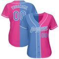 Custom Split Fashion Baseball Jersey Pink Light Blue White Sublimation, Custom Name Number, Men Youth Unisex