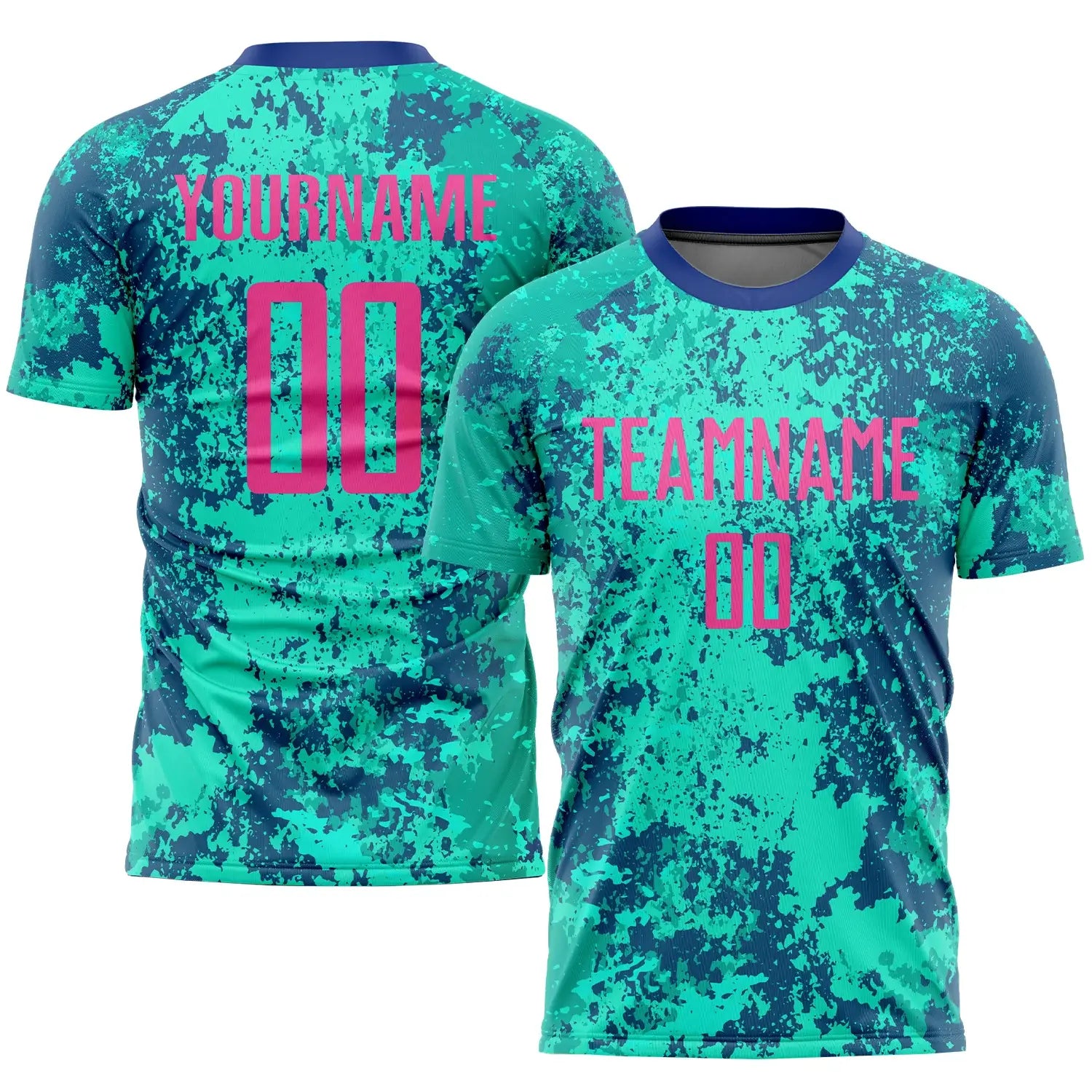 Custom Soccer Jersey Teal Pink Royal Sublimation, Team Uniform Kit, Custom Name Number, Unisex Men Women Youth