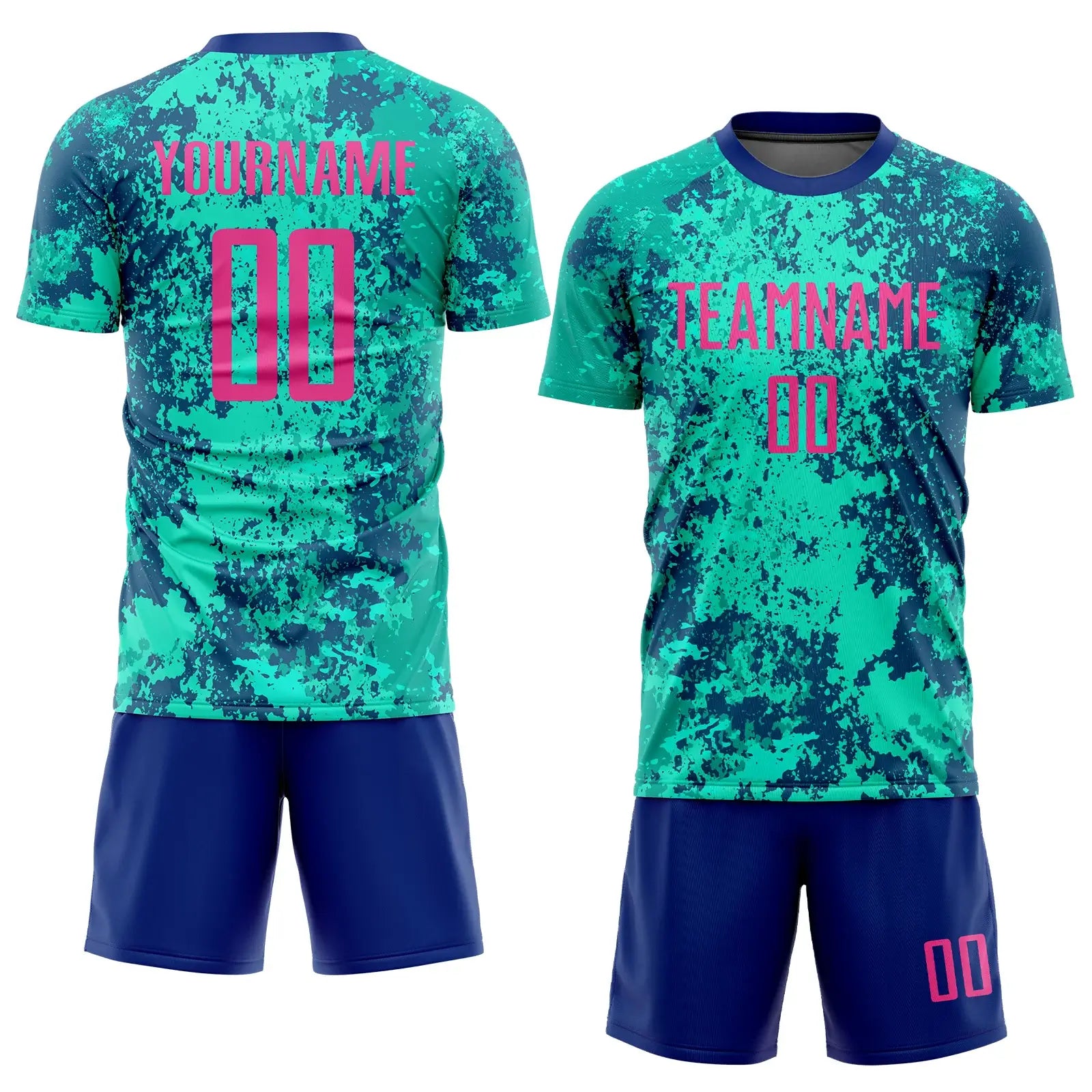 Custom Soccer Jersey Teal Pink Royal Sublimation, Team Uniform Kit, Custom Name Number, Unisex Men Women Youth