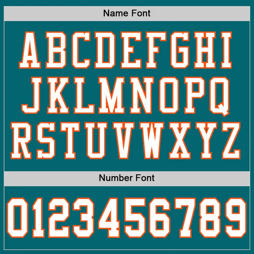 Custom Mesh Football Jersey Teal White Orange Pro Style Sublimation, Custom Name Number, Men Youth Unisex