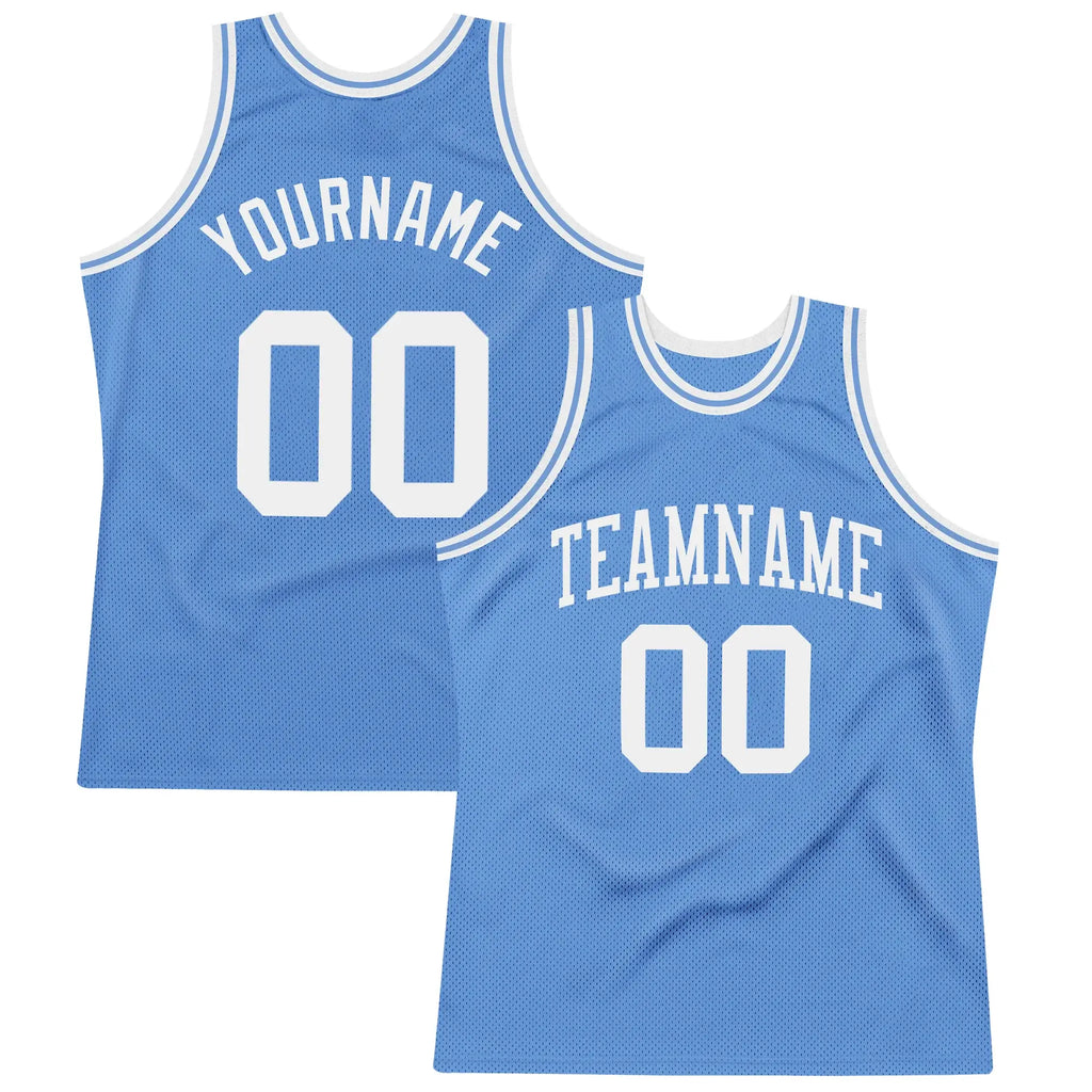 Custom Throwback Basketball Jersey Light Blue White Sublimation, Team Uniform Kit, Custom Name Number, Unisex Men Women Youth