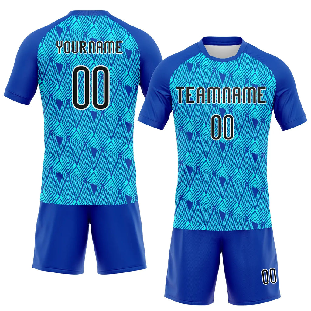 Custom Geometric Shape Volleyball Jersey Thunder Blue Black Lakes Blue Sublimation, Custom Name Number, Women Girls Unisex Youth