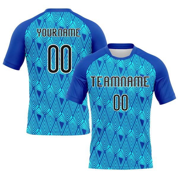 Custom Geometric Shape Volleyball Jersey Thunder Blue Black Lakes Blue Sublimation, Custom Name Number, Women Girls Unisex Youth